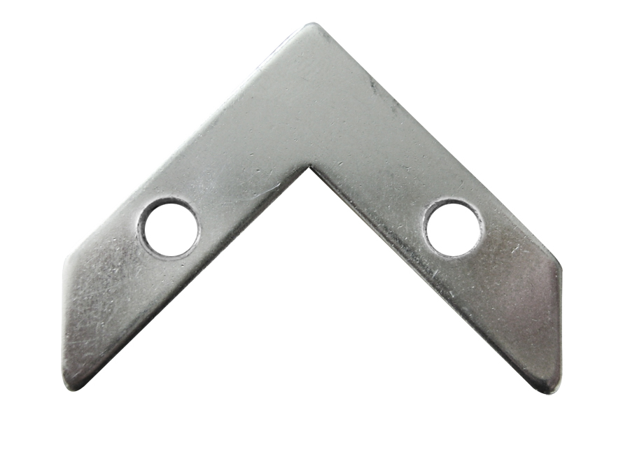 Stainless steel flat L-shaped corner brace with two pre-drilled holes