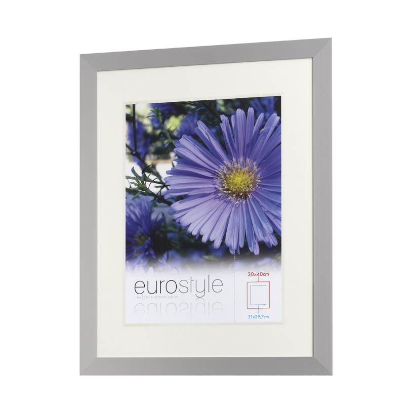 Aluminium Gallery Frame Industrial AD30 in silver matt colour, size 30x40 with marketing inlay. Picture frame producer Debex Suisse aG.