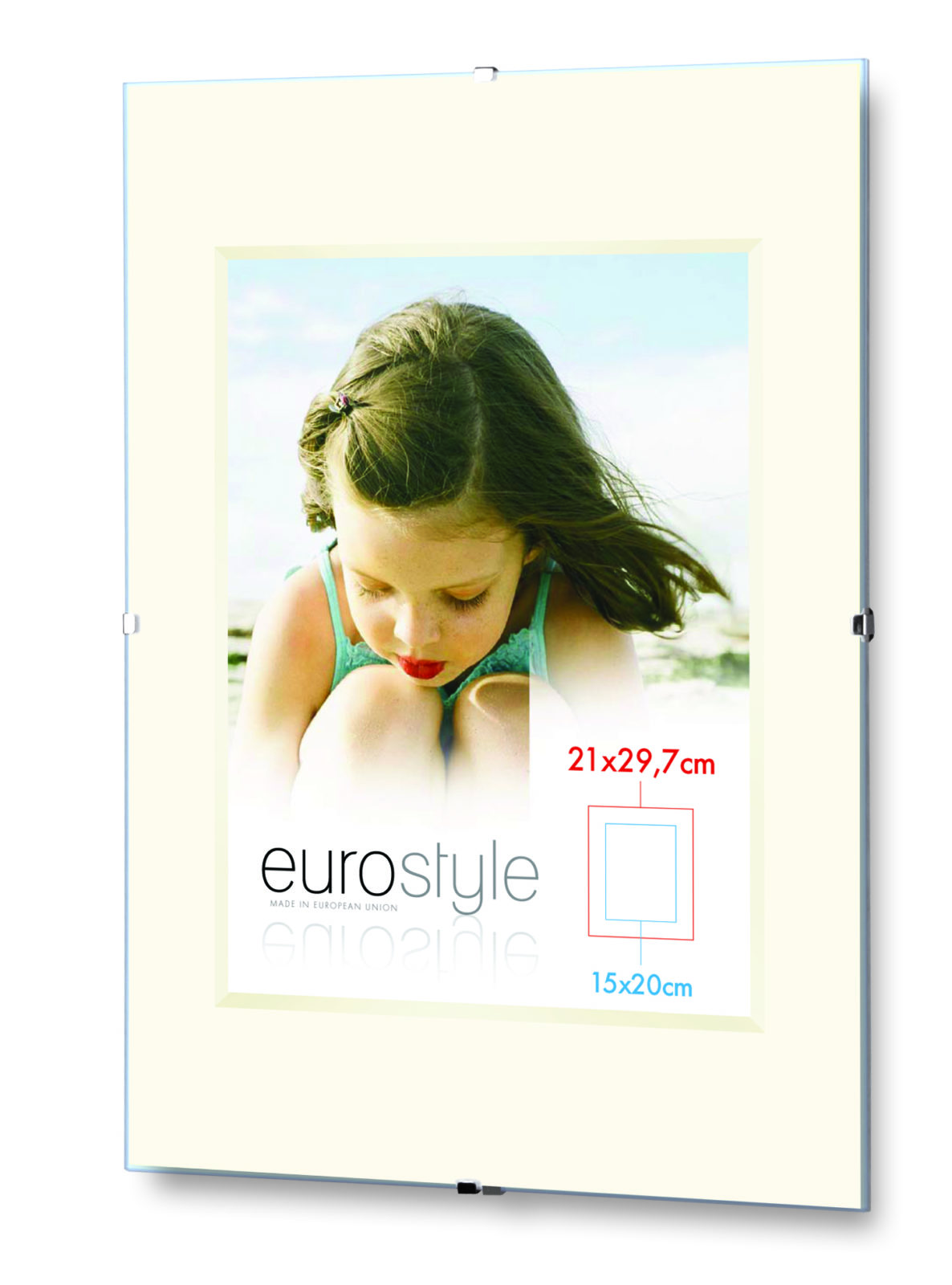 Clip Picture Frame of the size 21x29,7 cm, with marketing inlay. Picture frame producer Debex Suisse.