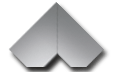 Abstract geometric silver spade shape on black background