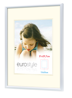 Eurostyle white aluminum photo frame with cream matting for 21x29.7cm pictures