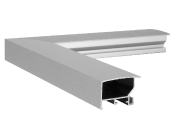 Aluminium gallery profile for picture frames, wide profile with brushed front and side. Debex Suisse.