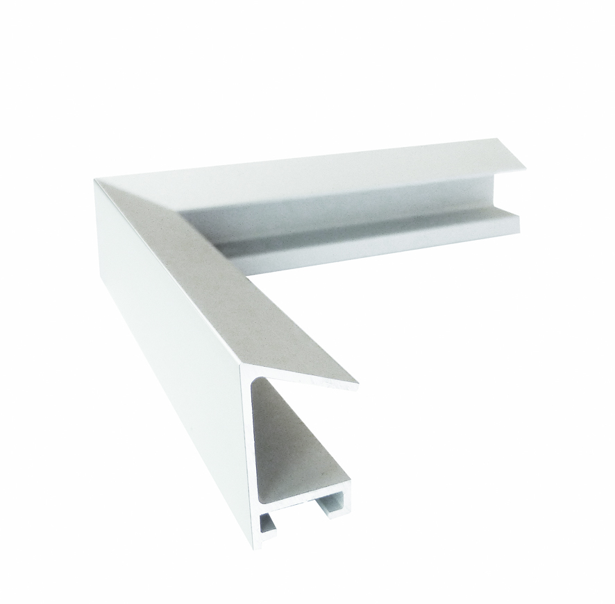 White L-shaped aluminum frame profile corner sample